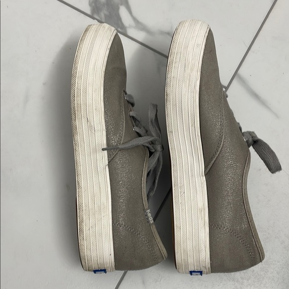 Keds Grey Shimmer Canvas Sneakers Casual Low-Top - Picture 5 of 12